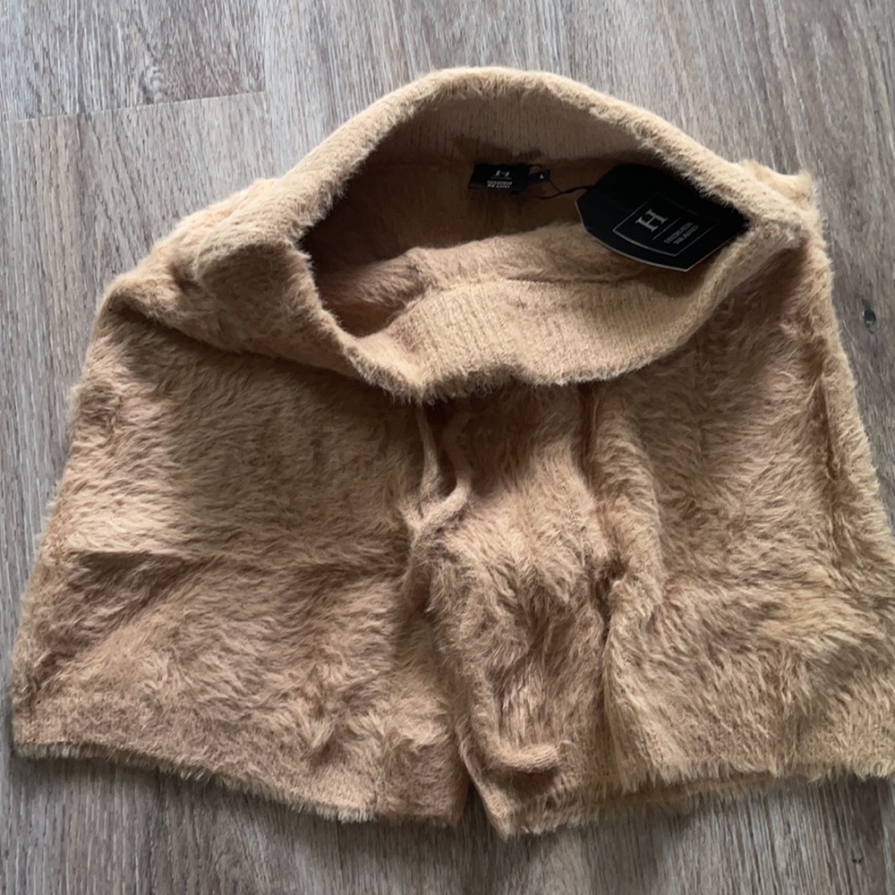 Fuzzy Drawstring Tan Shorts - Picture 8 of 12